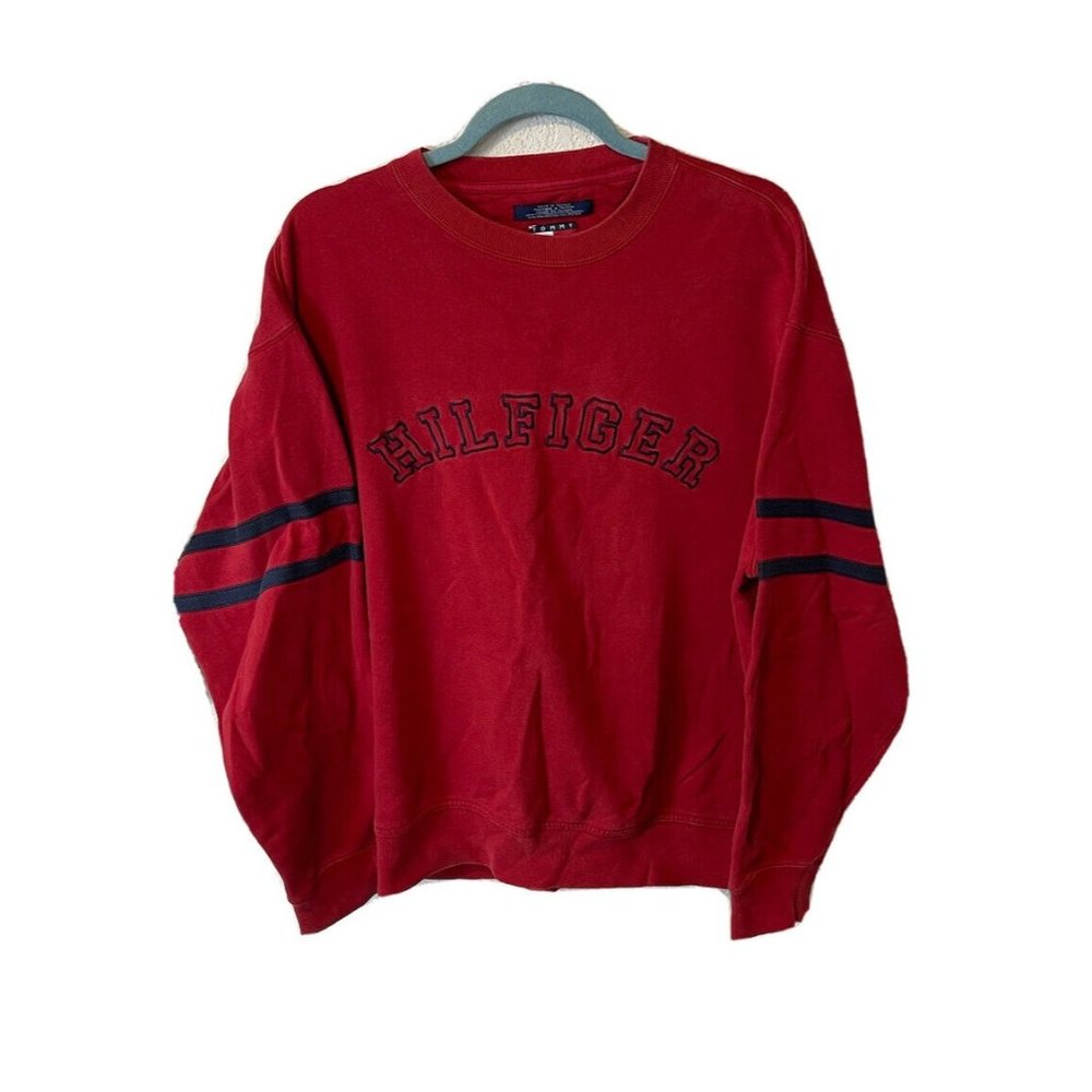 Vintage Tommy Hilfiger Spell Out Stitched Faded Crewneck Sweatshirt